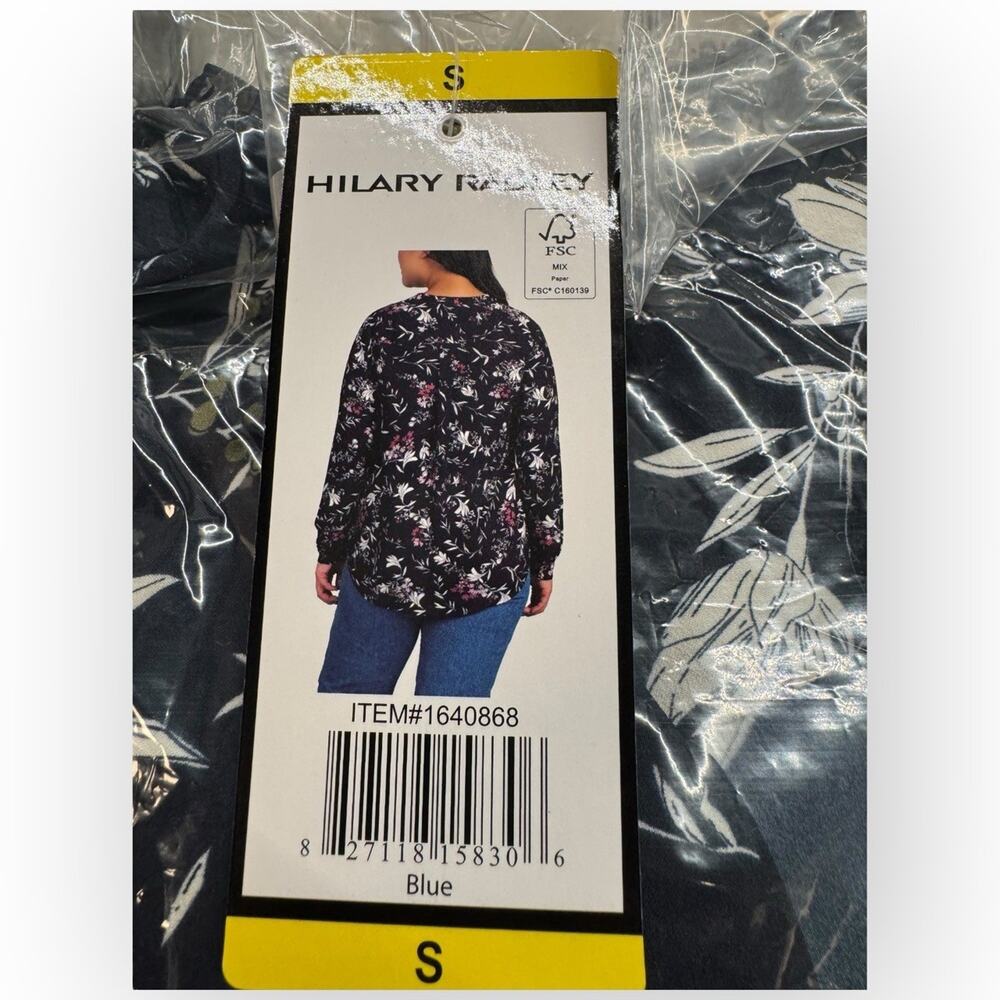 NWT Hilary Radley Floral V-Neck Blouse Small Blue - W136 - Picture 4 of 5